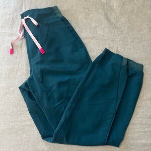 FIGS Limited Ed. Sumaiya Caribbean Blue High Waisted Zip/Button Front Joggers, S